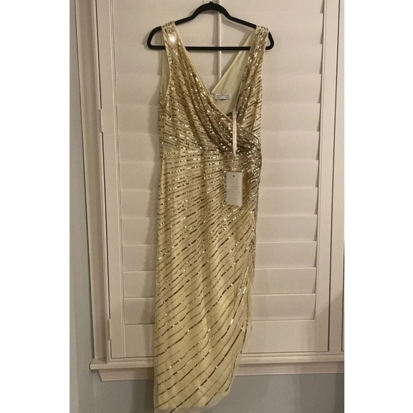Mac Duggal Gold sequin High Low Dress - Picture 2 of 12